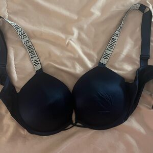 Victoria's Secret Black Rhinestone Embellished Bra